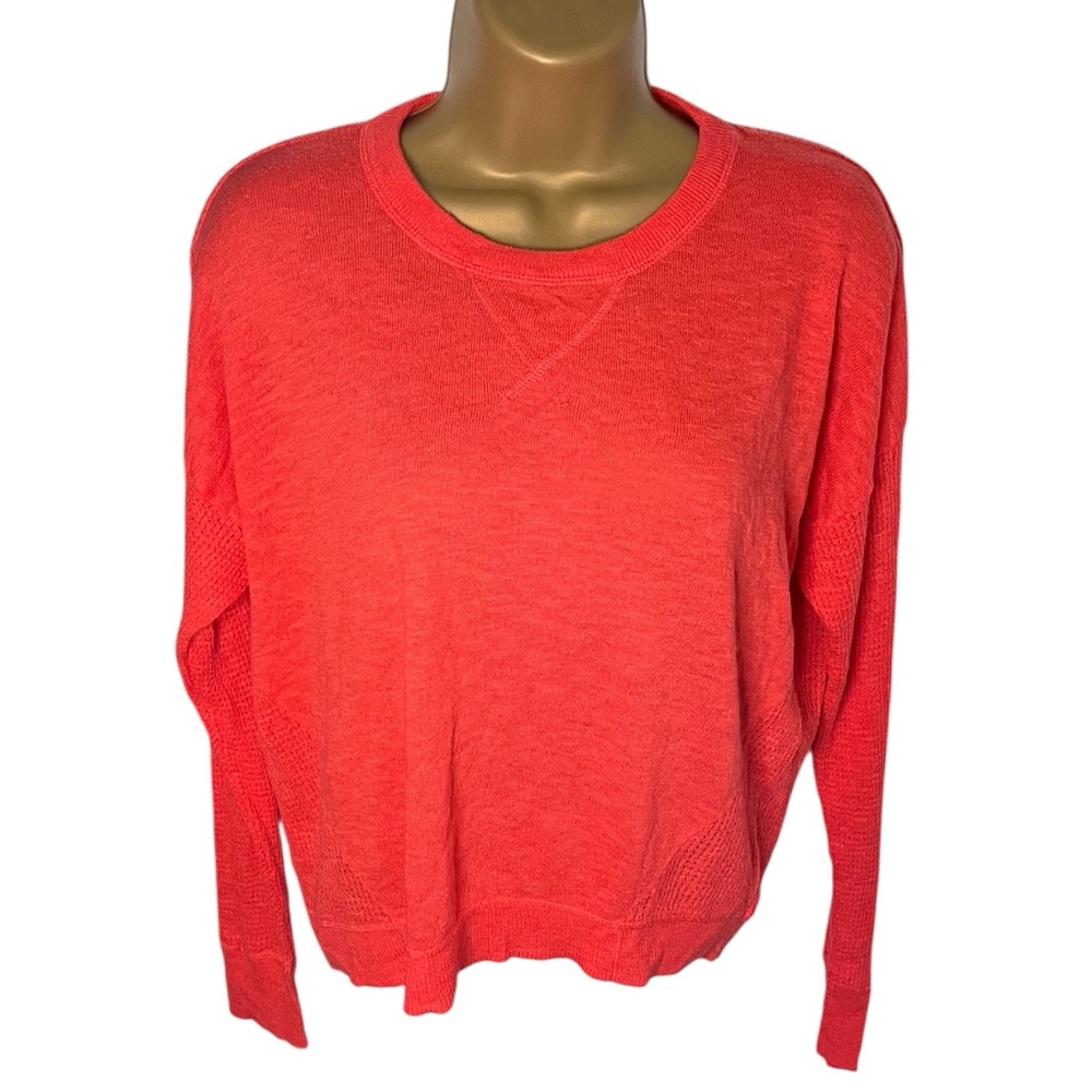 So Knit Long Sleeve Crewneck Sweater Coral Medium